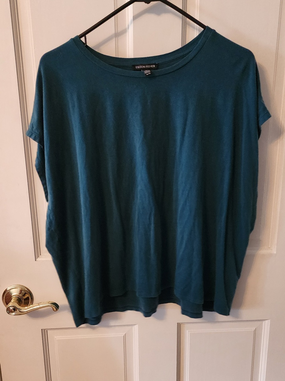 Eileen Fisher Teal Relaxed Short-Sleeve Boxy Top